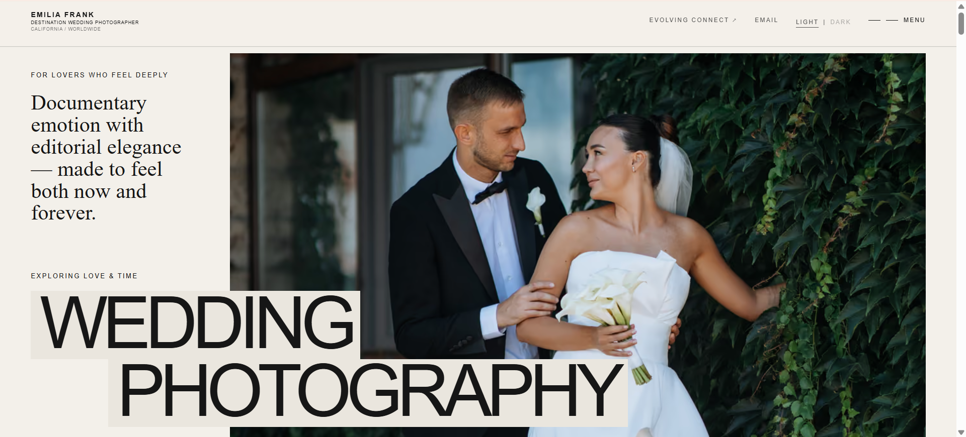 Emilia Frank Photography website template screenshot